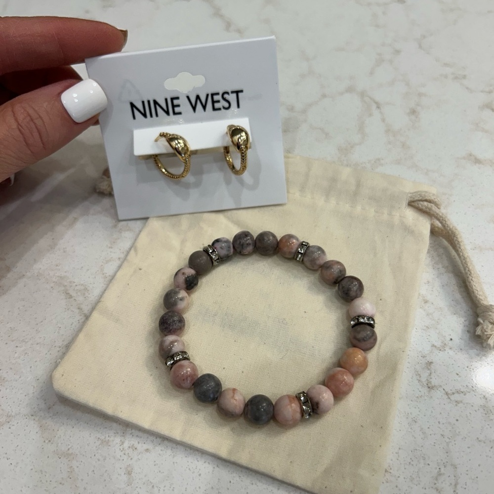 Nine West Multicolor Beaded Bracelet with Gold Accents